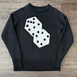 STUSSY ROLLING DICE KNIT CREWNECK SWEATER BLACK MENS MEDIUM